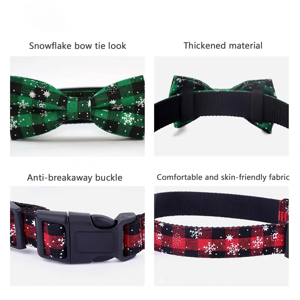 Snowflake Plaid Bow Tie Collar
