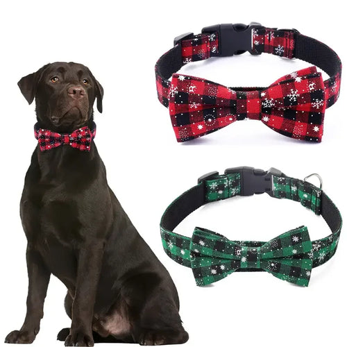 Snowflake Plaid Bow Tie Collar